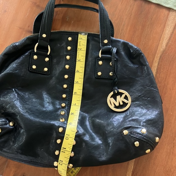 Beautiful Michael Kors Black Leather & Gold Studded Satchel Bag w/ Dustbag- EUC - Picture 12 of 12